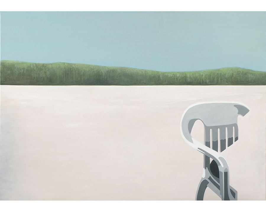 Garden chair in a snowy landscape.